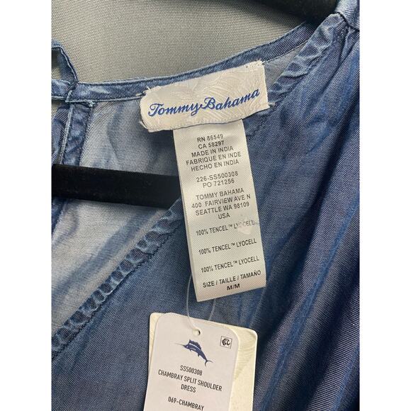 Tommy Bahama Chambray Split Shoulder Dress Medium NWT (b42) - Picture 5 of 8